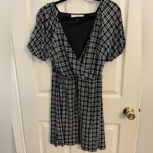 LOFT Gingham Puff Sleeve Dress